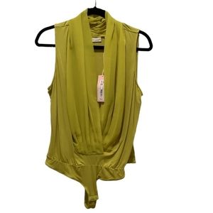 Eva Mendes New York & Co.Lime Green chiffon, shawlcollar, Body Suit New with tag